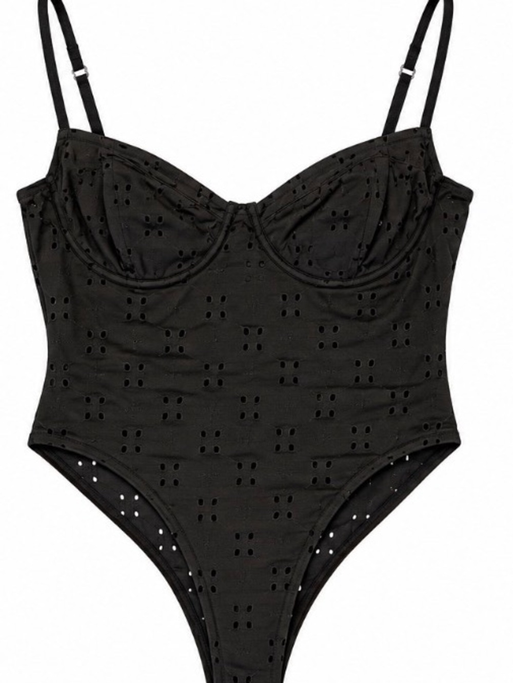 Edikted Black Eyelet Underwire Bodysuit